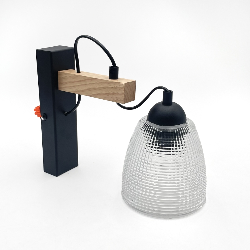 Zidna lampa LEANDRA 1xE27/15W/230V hrast/crna