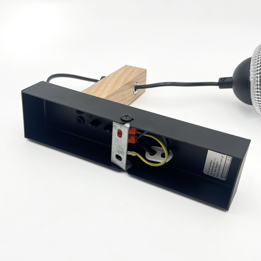 Zidna lampa LEANDRA 1xE27/15W/230V hrast/crna