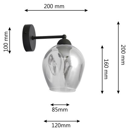 Zidna lampa LILI 1xE27/15W/230V crna/siva