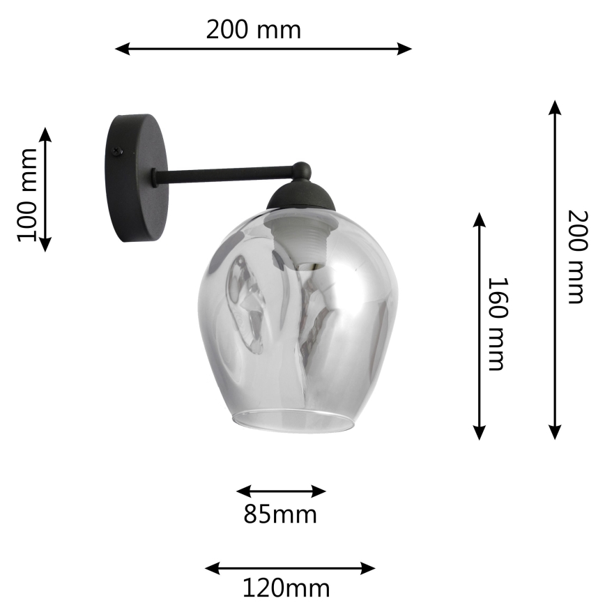 Zidna lampa LILI 1xE27/15W/230V crna/siva