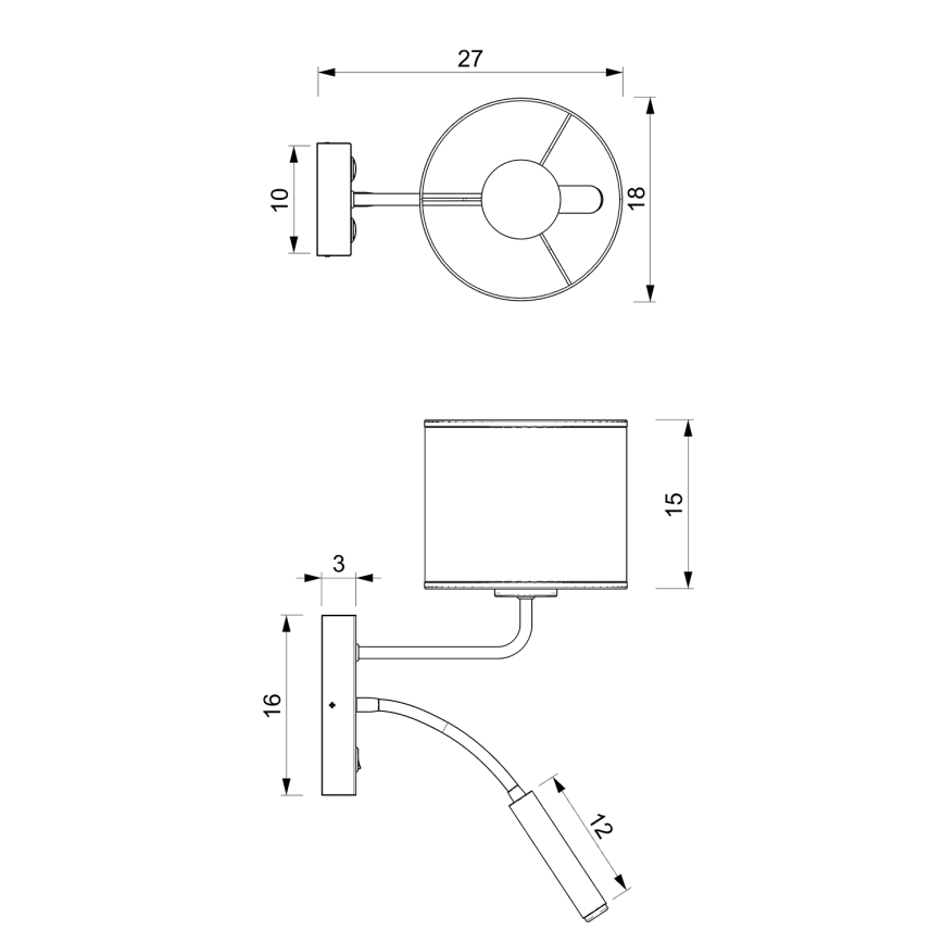Zidna lampa LOFT SHADE 1xE27/60W+1xG9/8W/230V crna