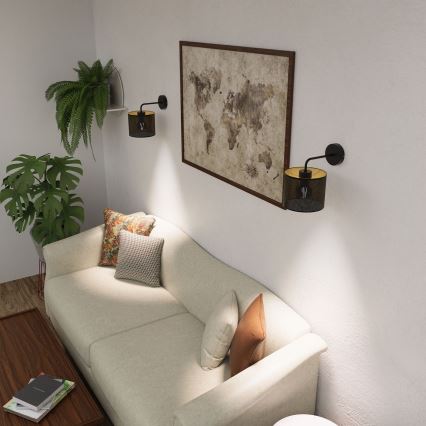 Zidna lampa LOFT SHADE 1xE27/60W/230V crna/zlatna