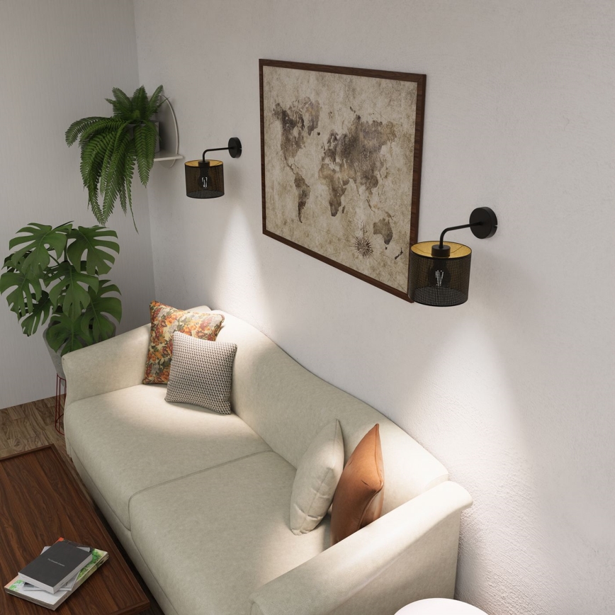 Zidna lampa LOFT SHADE 1xE27/60W/230V crna/zlatna