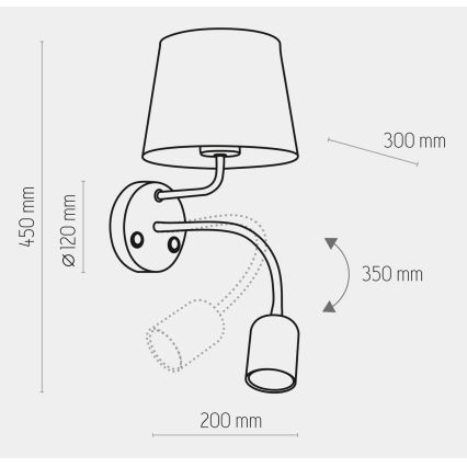 Zidna lampa MAJA 1xE27/15W/230V + 1xGU10/10W/230V bijela