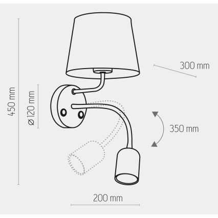 Zidna lampa MAJA 1xE27/15W/230V + 1xGU10/10W/230V crna