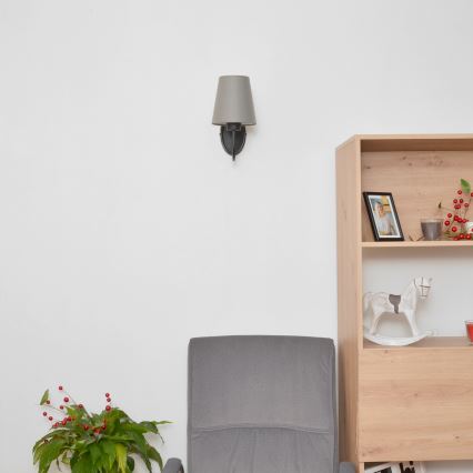 Zidna lampa MALBO 1xE27/15W/230V siva/crna