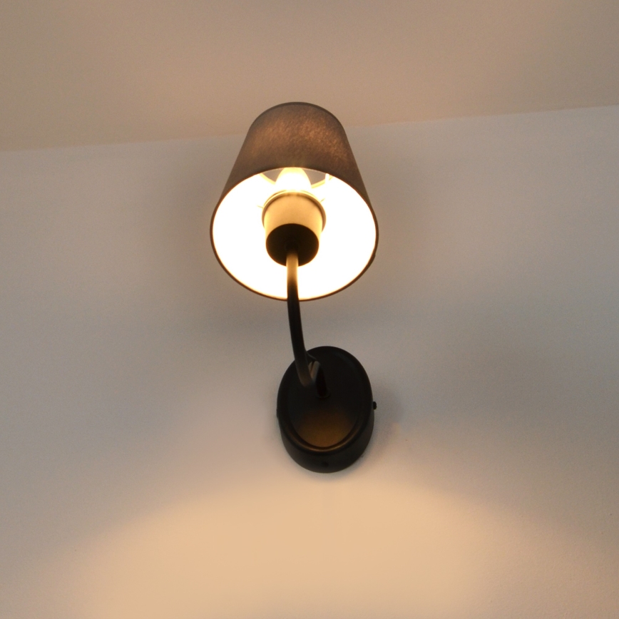 Zidna lampa MALBO 1xE27/15W/230V siva/crna