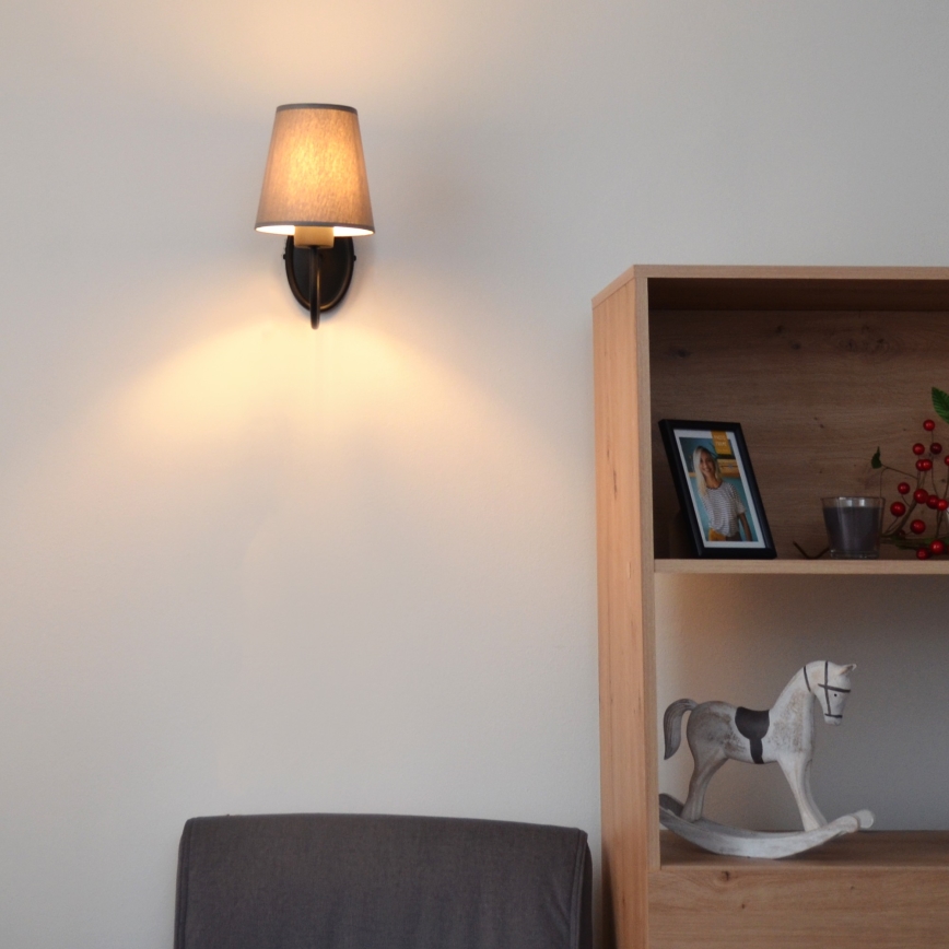 Zidna lampa MALBO 1xE27/15W/230V siva/crna