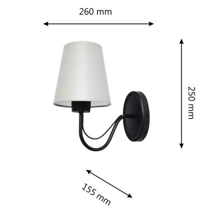 Zidna lampa MALBO 1xE27/15W/230V siva/crna
