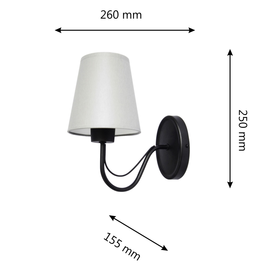 Zidna lampa MALBO 1xE27/15W/230V siva/crna