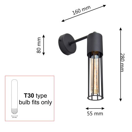 Zidna lampa MELODY 1xE27/15W/230V crna