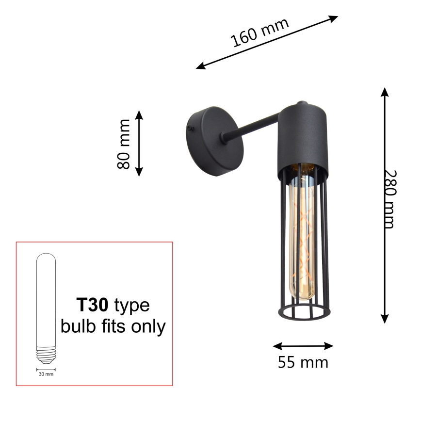 Zidna lampa MELODY 1xE27/15W/230V crna