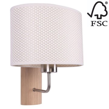 Zidna lampa MERCEDES 1xE27/25W/230V krem/hrast – FSC certificirano