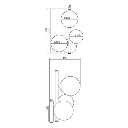 Zidna lampa MILA 3xG9/9W/230V crna/siva