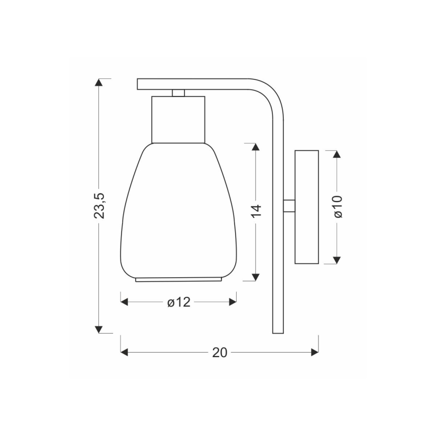 Zidna lampa MOLDO 1xE27/40W/230V crna/dimna crna