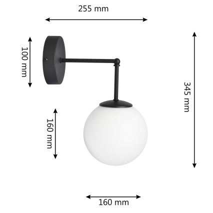 Zidna lampa MOON 1xE27/15W/230V crna