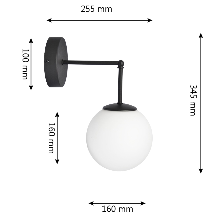 Zidna lampa MOON 1xE27/15W/230V crna