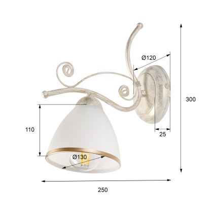 Zidna lampa RETRO II 1xE27/60W/230V bijela patina