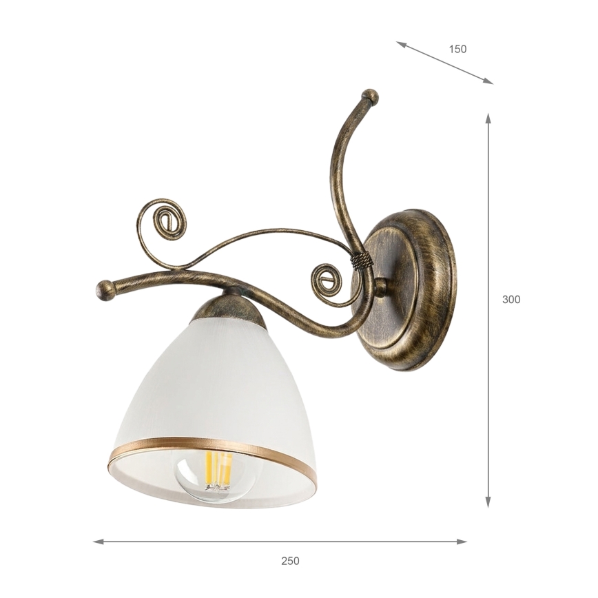 Zidna lampa RETRO II 1xE27/60W/230V zlatna patina