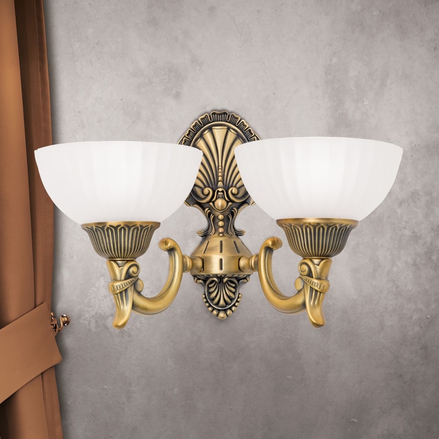Zidna lampa ROCCA 2xE27/60W/230V bronca/bijela