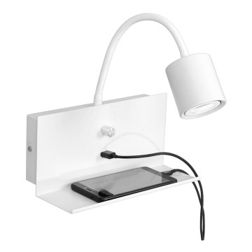 Zidna lampa s policom DEMIA 1xGU10/8W/230V bijela + USB