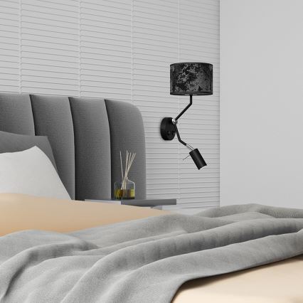 Zidna lampa SATINO 1xE27/40W/230V + 1xGU10/MR11/7W crna/siva
