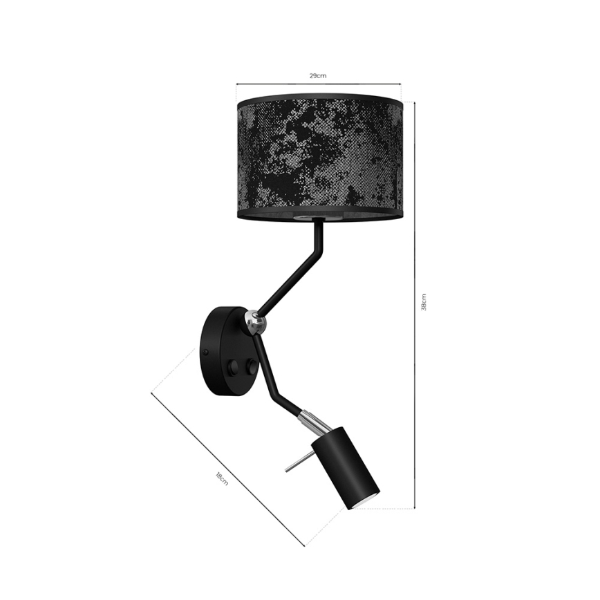 Zidna lampa SATINO 1xE27/40W/230V + 1xGU10/MR11/7W crna/siva