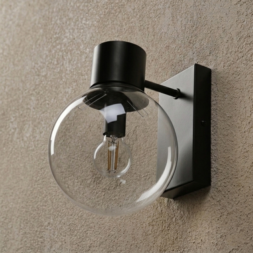 Zidna lampa SFERIO 1xE14/5W/230V crna/prozirna