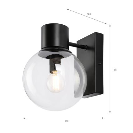 Zidna lampa SFERIO 1xE14/5W/230V crna/prozirna