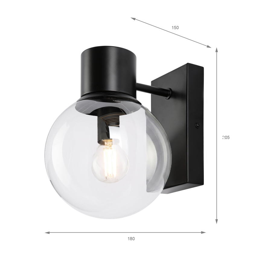 Zidna lampa SFERIO 1xE14/5W/230V crna/prozirna