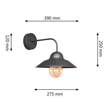 Zidna lampa SORAPIS 1xE27/15W/230V crna