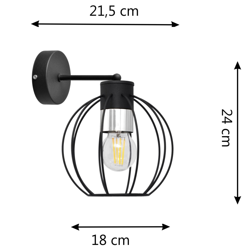 Zidna lampa STARLIGHT 1xE27/15W/230V crna/srebrna