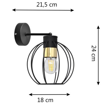 Zidna lampa STARLIGHT 1xE27/15W/230V crna/zlatna