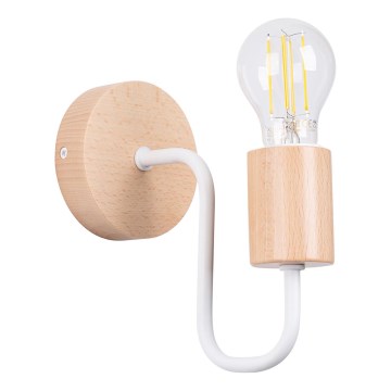 Zidna lampa TIMBO 1xE27/15W/230V bijela/bež/bukva