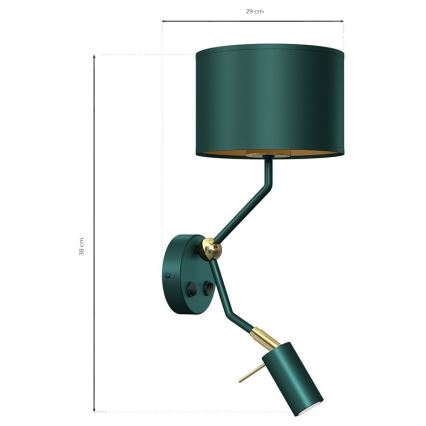 Zidna lampa VERDE 1xE27/60W/230V + 1xGU10-MR11/7W zelena