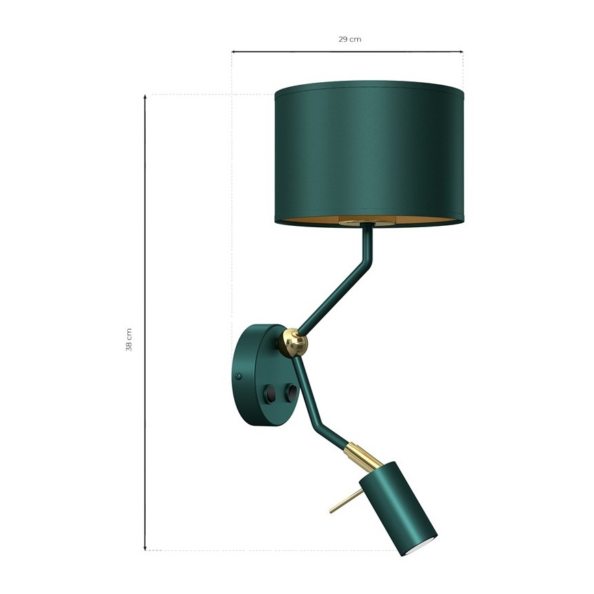 Zidna lampa VERDE 1xE27/60W/230V + 1xGU10-MR11/7W zelena