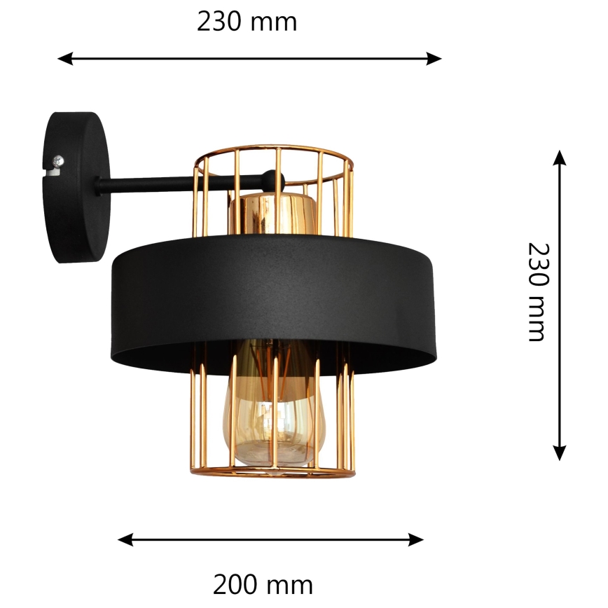 Zidna lampa VOLTA 1xE27/15W/230V 23 cm crna/zlatna