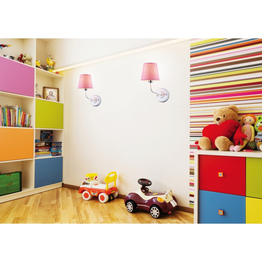 Zidna lampa YORK 1xE14/60W/230V ružičasta/bijela