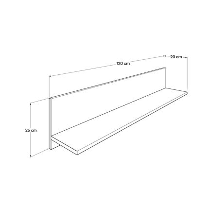 Zidna polica 25x120 cm smeđa