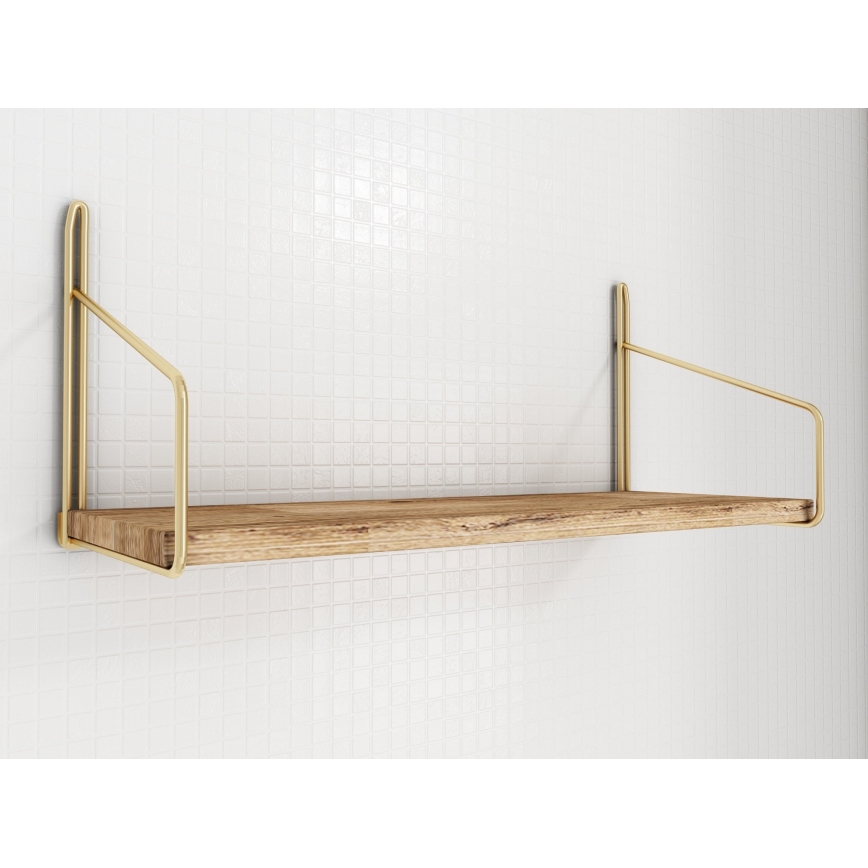 Zidna polica 45x16 cm hrast/zlatna