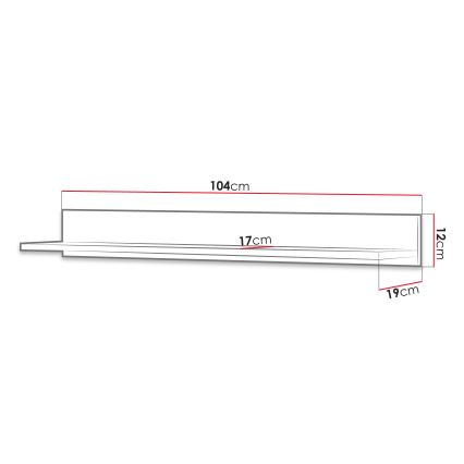 Zidna polica BASIC 12x104 cm hrast jackson hickory