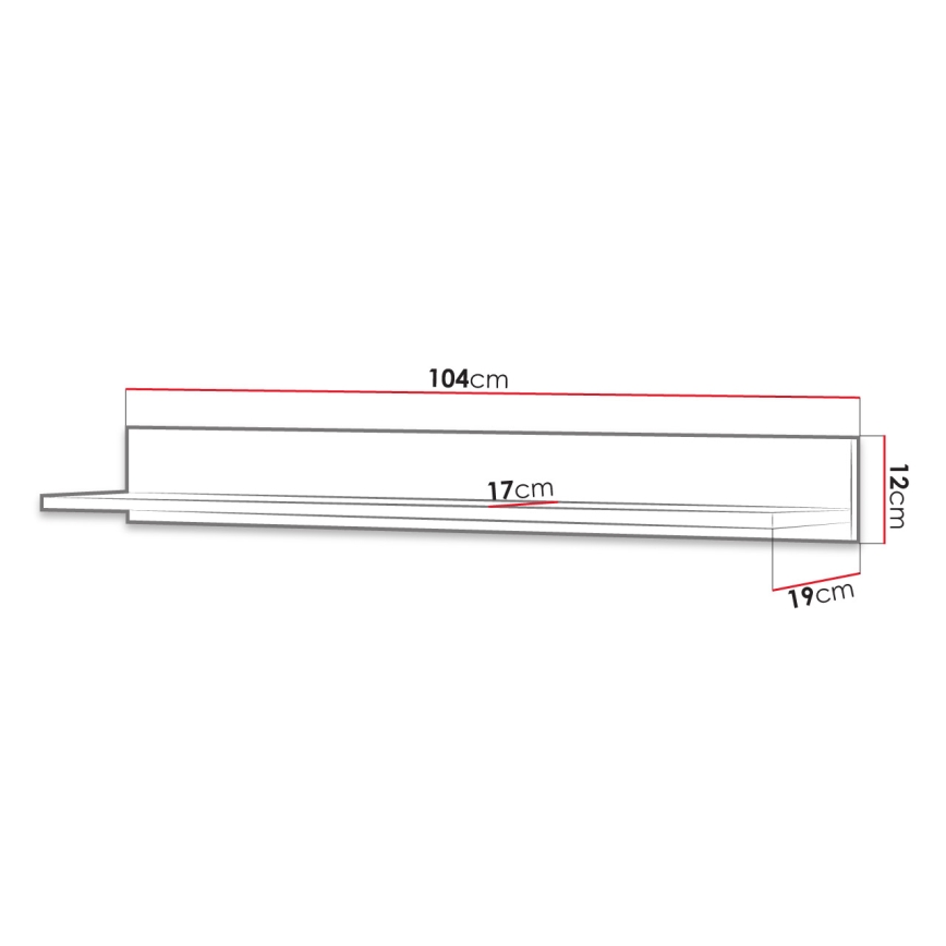 Zidna polica BASIC 12x104 cm hrast jackson hickory