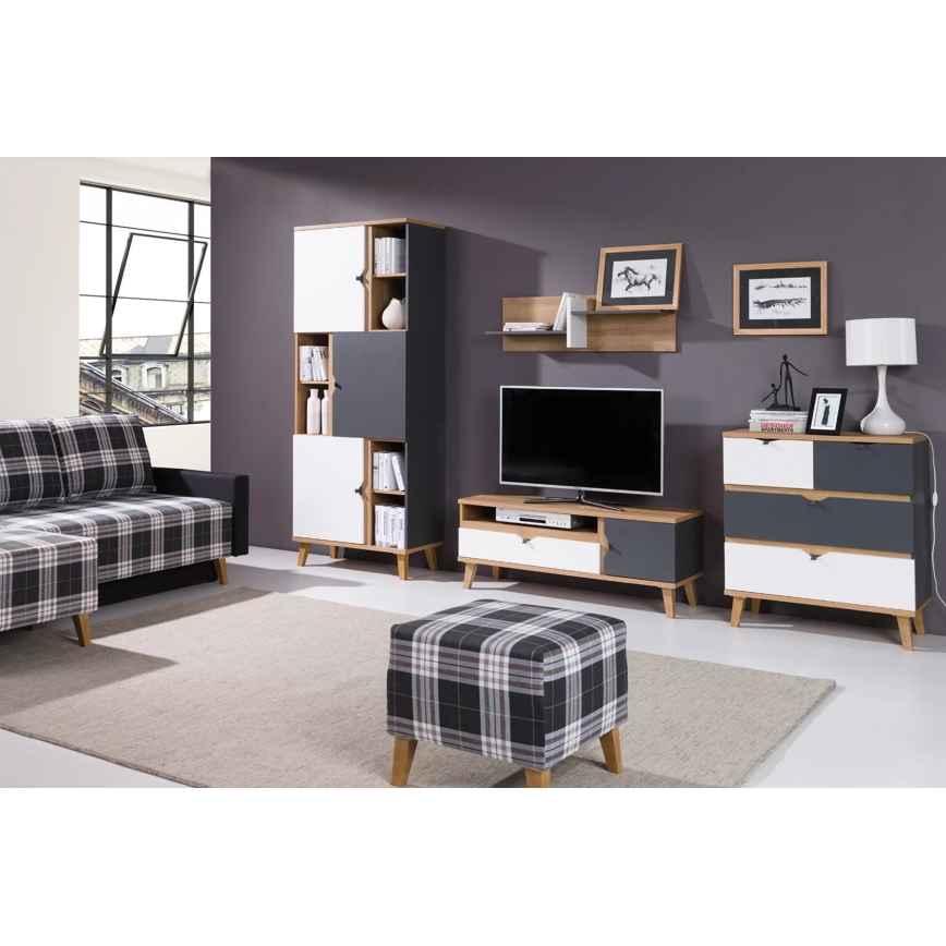 Zidna polica BORIA 30x100 cm smeđa/antracit/bijela