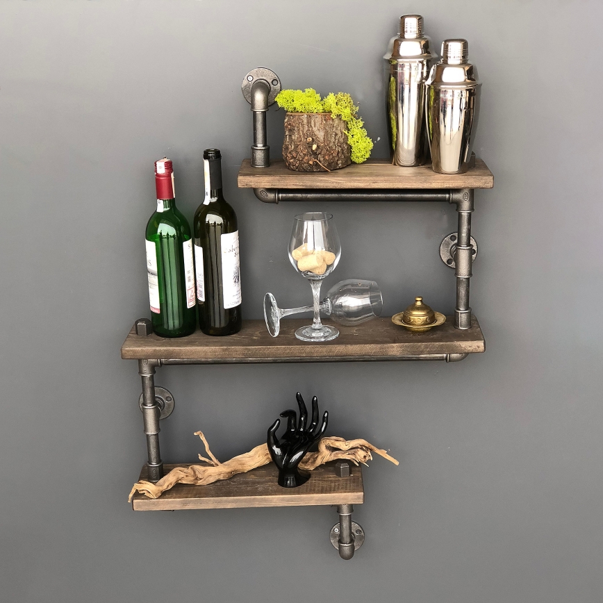 Zidna polica BORU 60x50 cm smreka/siva