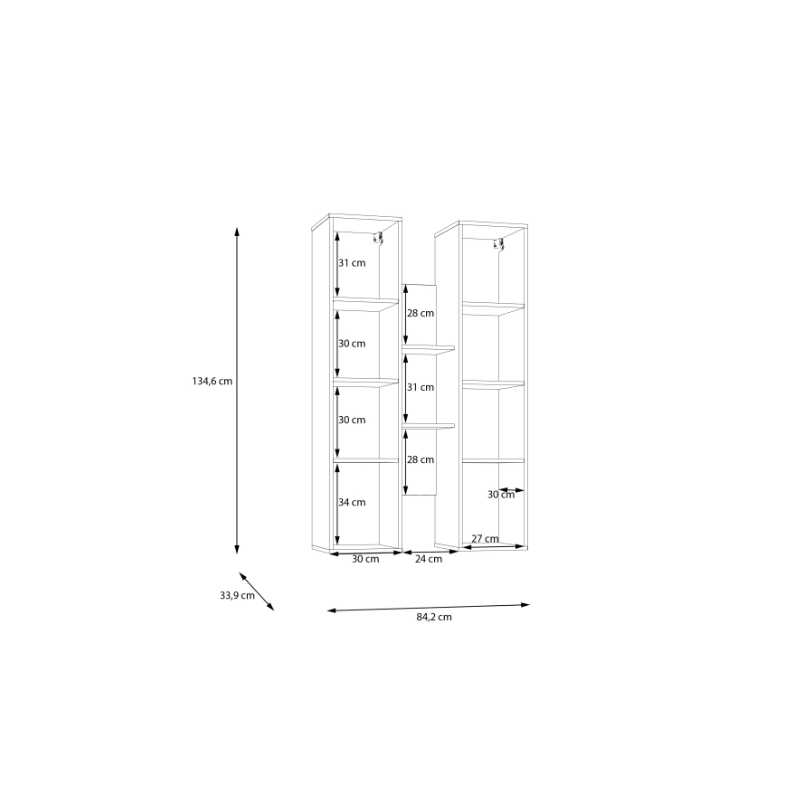 Zidna polica INAR hrast/bež