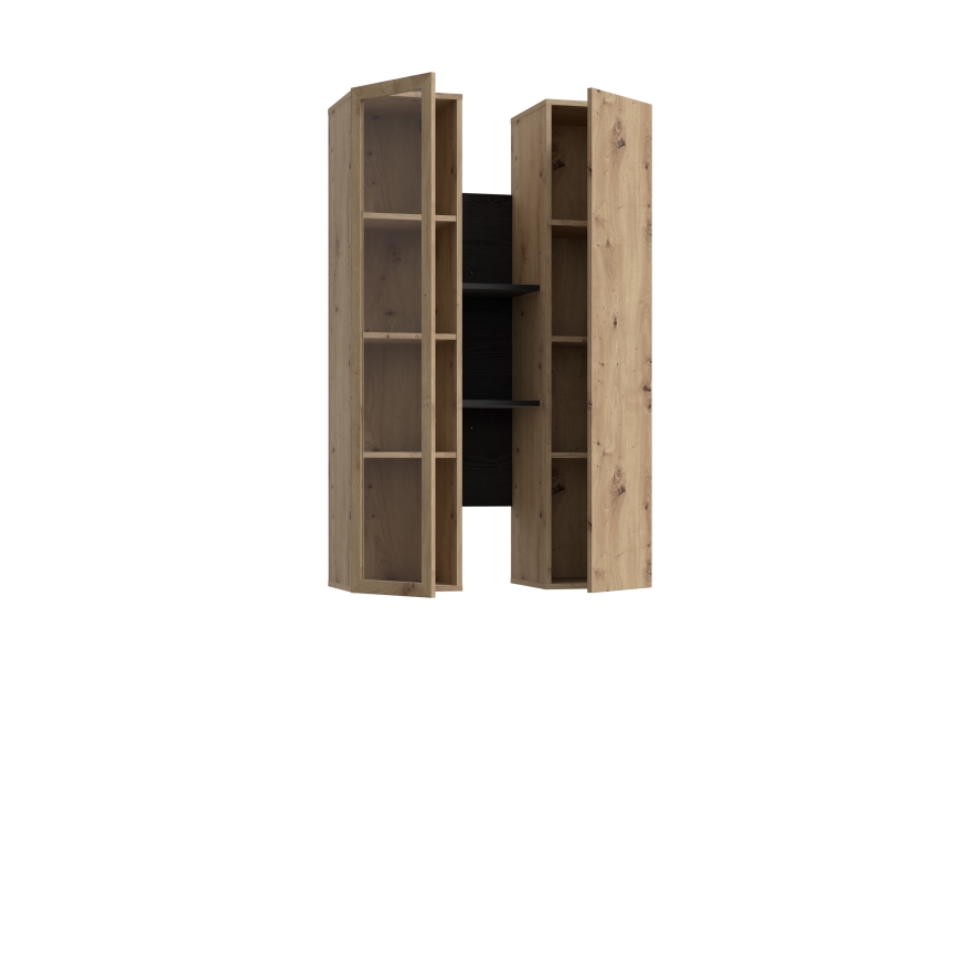 Zidna polica INAR hrast/crna