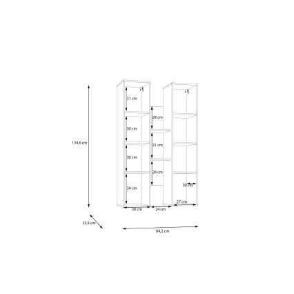 Zidna polica INAR hrast/crna