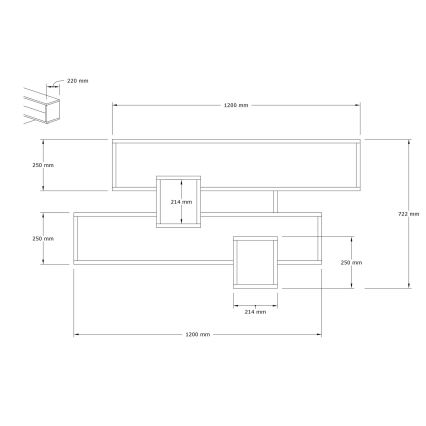 Zidna polica KAREN 120x72,2 cm antracit/smeđa