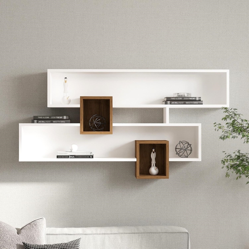 Zidna polica KAREN 120x72,2 cm bijela/orah