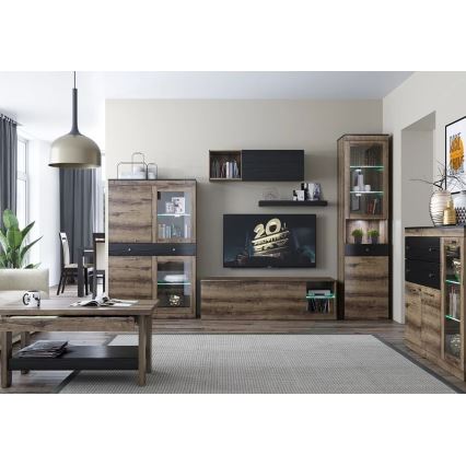 Zidna polica LANDU 6x80 cm hrast samostanski